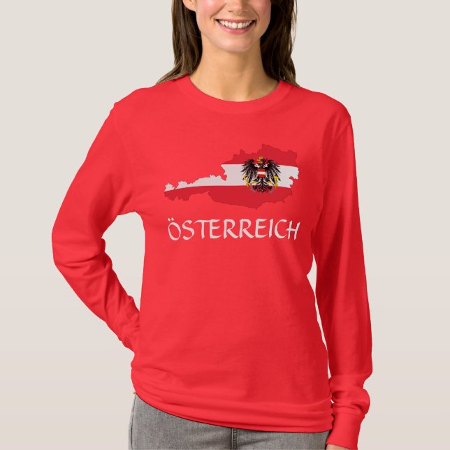 Mapa de bandera de Austria "Österreich" camiseta d (Anverso)
