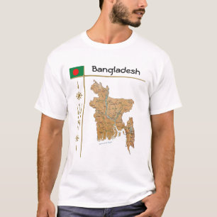 Mapa de Bangladesh + bandera + título camiseta