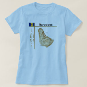 Mapa de Barbados + Bandera + Título camiseta
