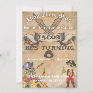 Mapa de Barcos Piratas Invitaciones a Cumpleaños T