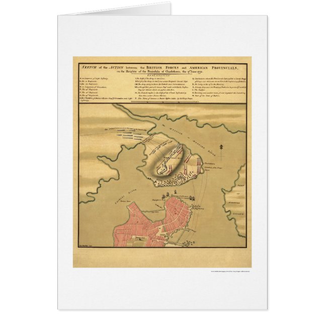 Mapa de batalla de Charlestown - 1775 (Frente)