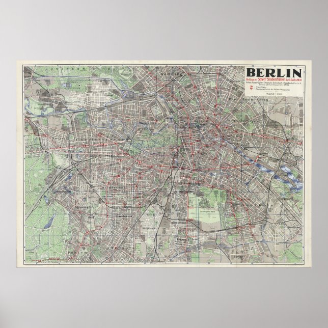 Mapa de Berlín 1930, Mapa de Alemania, Arte de Par (Frente)