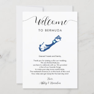 Mapa de Bermudas Boda Carta de bienvenida tarjeta 
