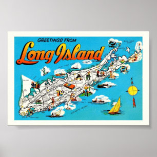 Mapa de bienvenida de Long Island Impresión 6x4
