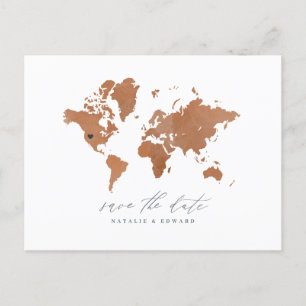 Mapa de boda de color de agua rojada invitación