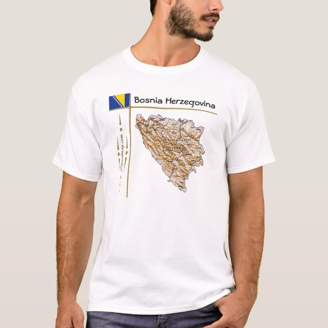 Mapa de Bosnia Herzegovina + bandera + camiseta de (Anverso)
