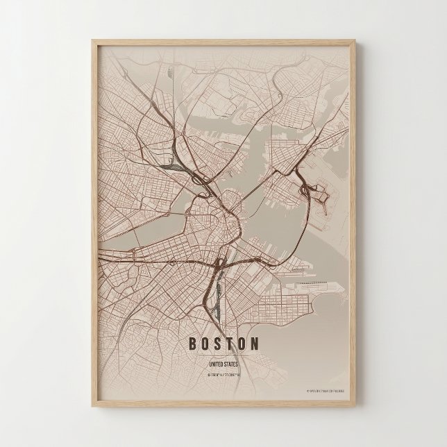 Mapa de Boston Impresión Rústica Arte de Pared de  (Subido por el creador)