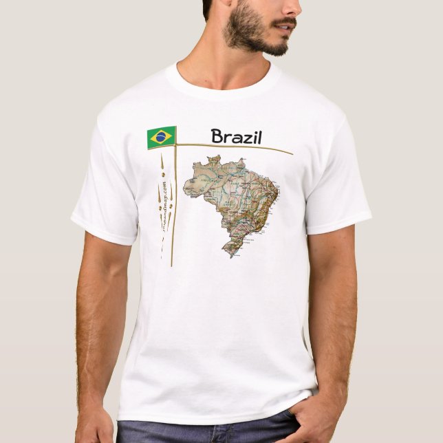 Mapa de Brasil + Bandera + Cargo camiseta (Anverso)