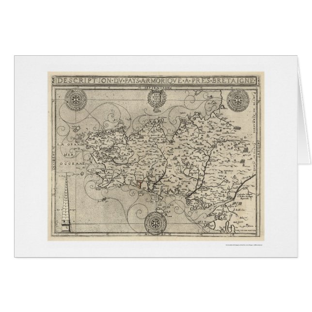 Mapa de Bretaña y de Francia por Tavernier 1594 (Anverso (Horizontal))