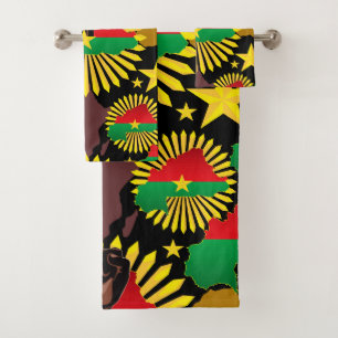 Mapa de Burkina, bandera y puño de la revolución