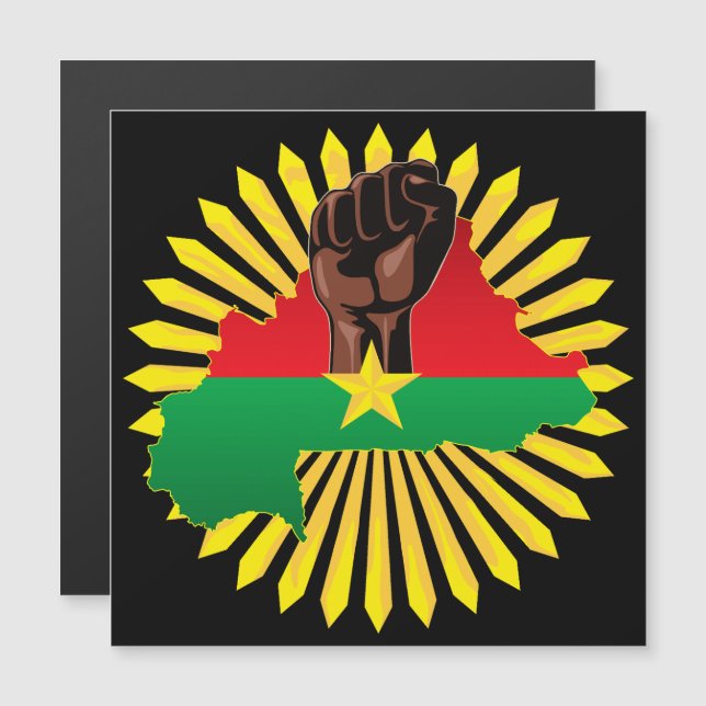Mapa de Burkina, bandera y puño de la revolución (Anverso/Reverso)