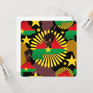 Mapa de Burkina, bandera y puño de la revolución