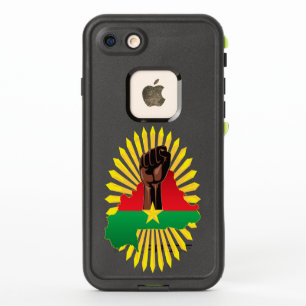 Mapa de Burkina, bandera y puño de la revolución