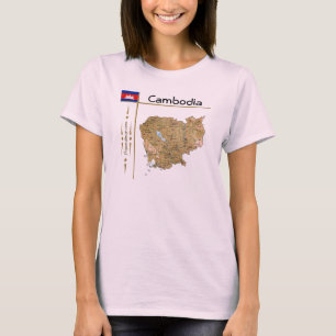 Mapa de Camboya + Bandera + Cargo camiseta