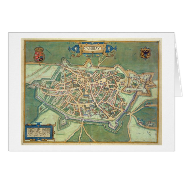 Mapa de Cambrai, de "Civitates Orbis Terrarum" (Anverso (Horizontal))