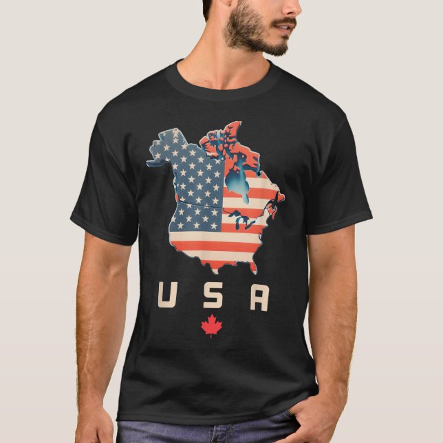 Mapa de camisetas con Canadá y Estados Unidos - An (Anverso)