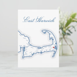 Mapa de Cape Cod East Harwich Tarjeta de Nombre de