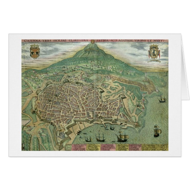 Mapa de Catania, de "Civitates Orbis Terrarum" (Anverso (Horizontal))