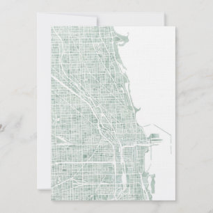 mapa de Chicago acuarela azul verde vidrio marino