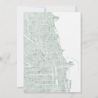 mapa de Chicago acuarela azul verde vidrio marino