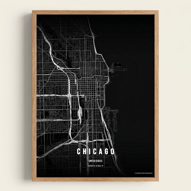 Mapa de Chicago Noir Impresión de Arte de Pared Pó (Subido por el creador)