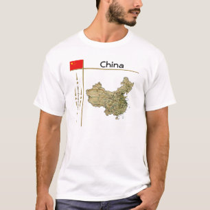 Mapa de China + bandera + camiseta de título