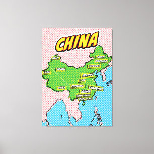 Mapa de China ilustrado con arte pop