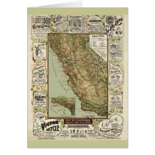 Mapa de ciclo 1895 de la bicicleta de California