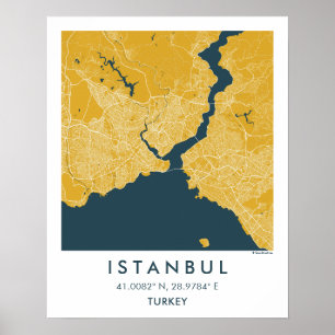 Mapa de Ciudad Personalizado Estambul Turquía Arte