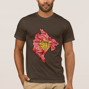Mapa de color de color de Montenegro - camiseta