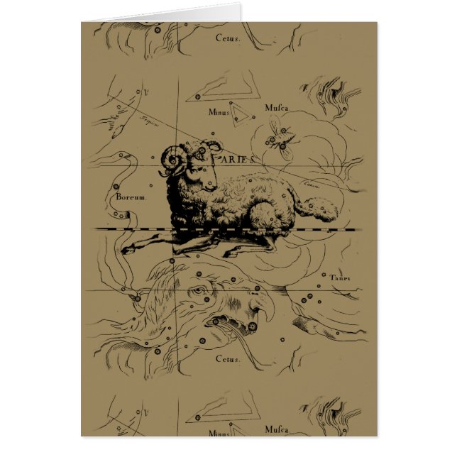 Mapa de constelación de Aries Hevelius 1690 (Frente)