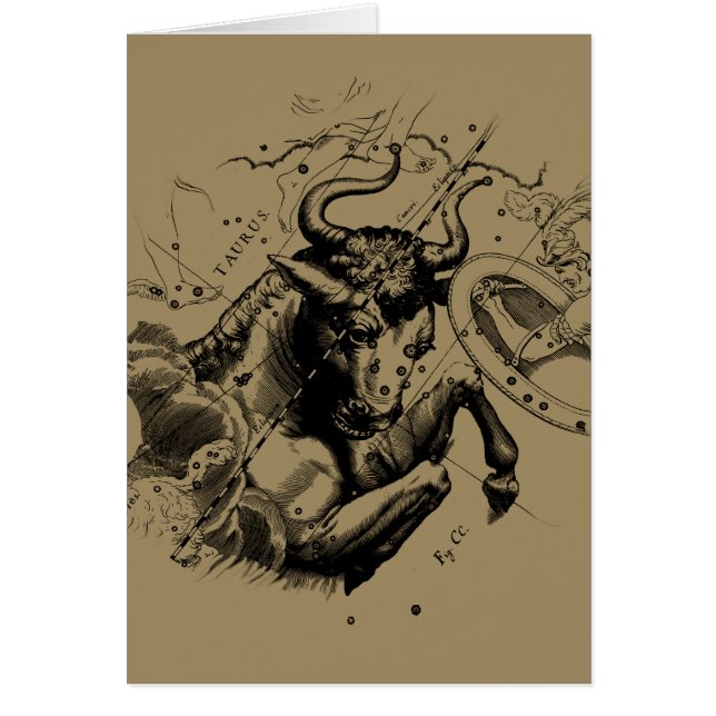 Mapa de Constelación de Taurus Zodiac Hevelius 169 (Frente)