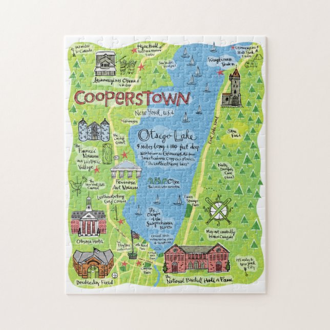 Mapa de Cooperstown, Nueva York, rompecabezas (Vertical)