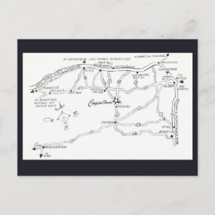 Mapa de Cooperstown Nueva York Tarjeta Postal