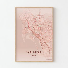 Mapa de corales de San Diego Impresión Póster Arte