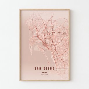 Mapa de corales de San Diego Impresión Póster Arte