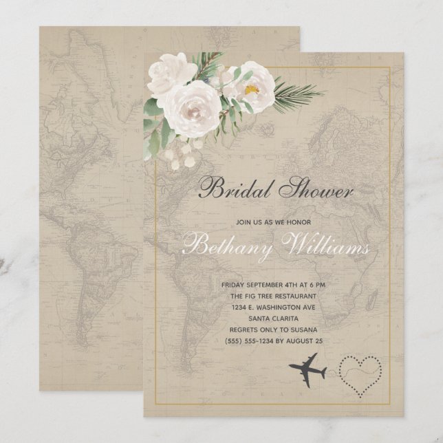 Mapa de cosecha rústico Invitación a ducha de novi (Anverso / Reverso)