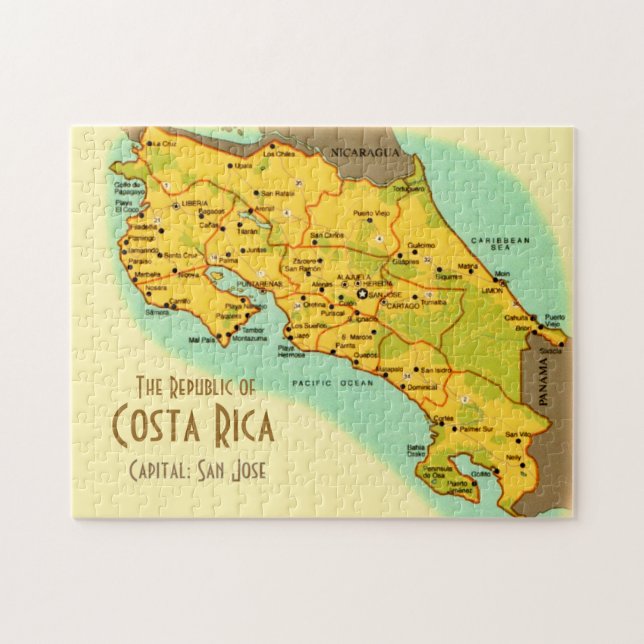 Mapa de Costa Rica Rompecabezas 11x14 (Horizontal)