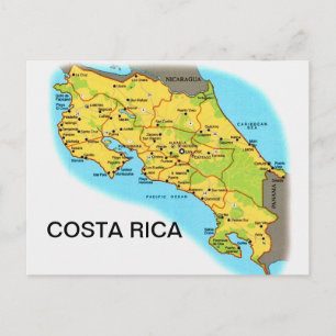 Mapa de COSTA RICA Tarjeta Postal