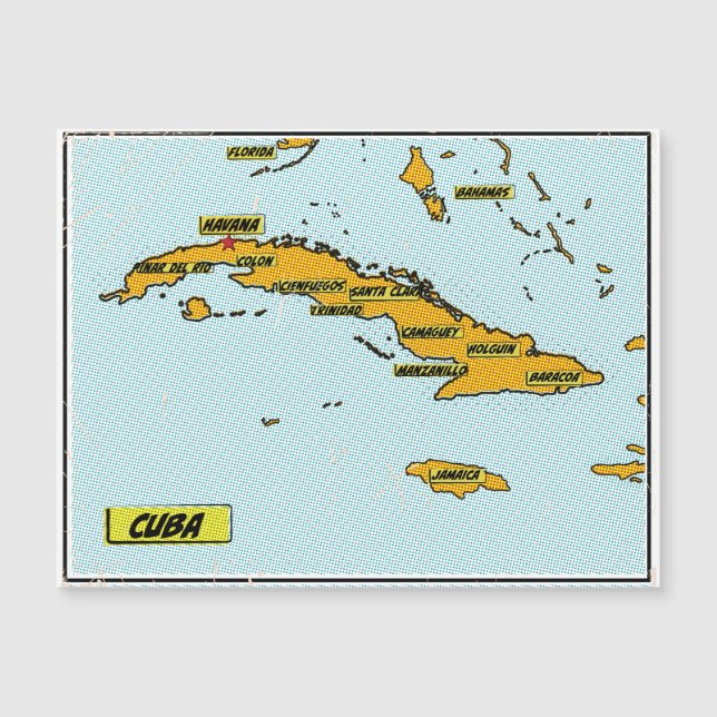 Mapa de Cuba de Cómic Antiguo (Anverso)