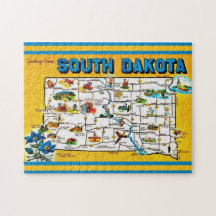 Mapa de Dakota del Sur rompecabezas 11x14
