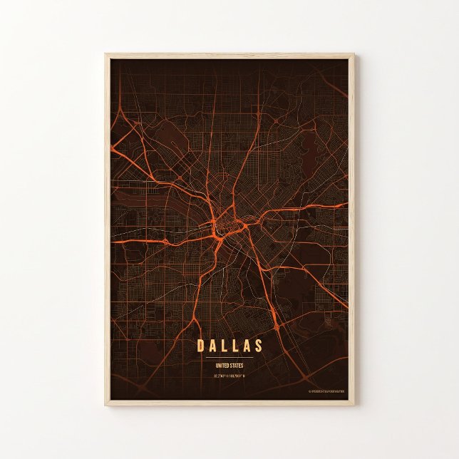 Mapa de Dallas Impresión Ola de Calor Texas Póster (Subido por el creador)