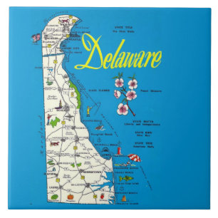 Mapa de Delaware muy azul en baldosa de cerámica