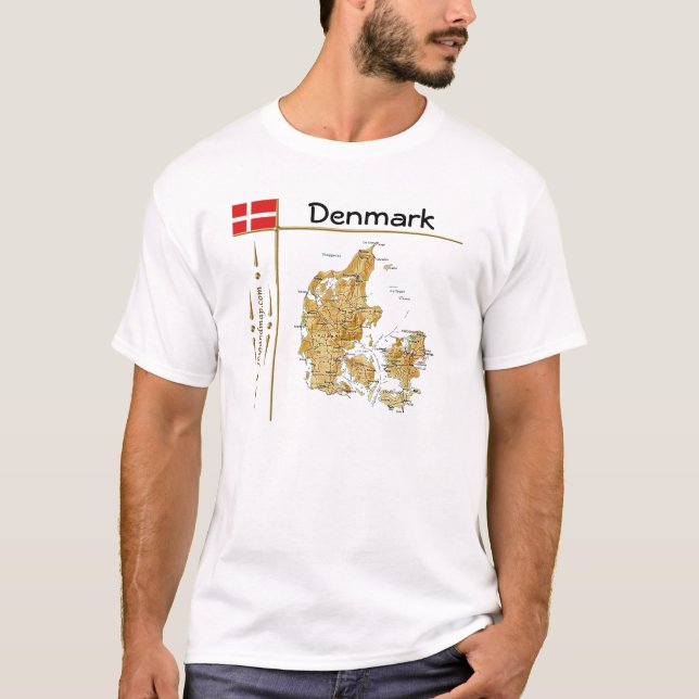 Mapa de Dinamarca + Bandera + Cargo camiseta (Anverso)