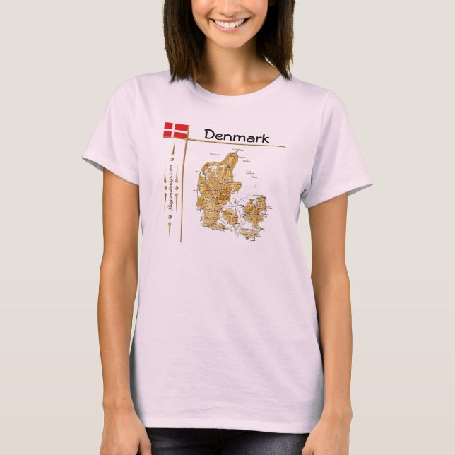Mapa de Dinamarca + Bandera + Cargo camiseta (Anverso)