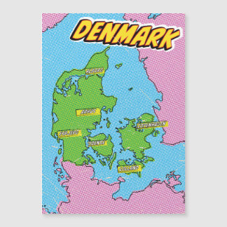 Mapa de Dinamarca ilustrado de arte pop