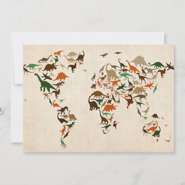 Mapa de dinosaurios del Mapa Mundial (Anverso)