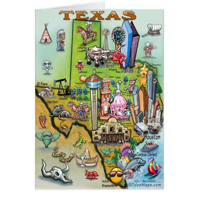 Mapa de diversiones de Texas (Frente)