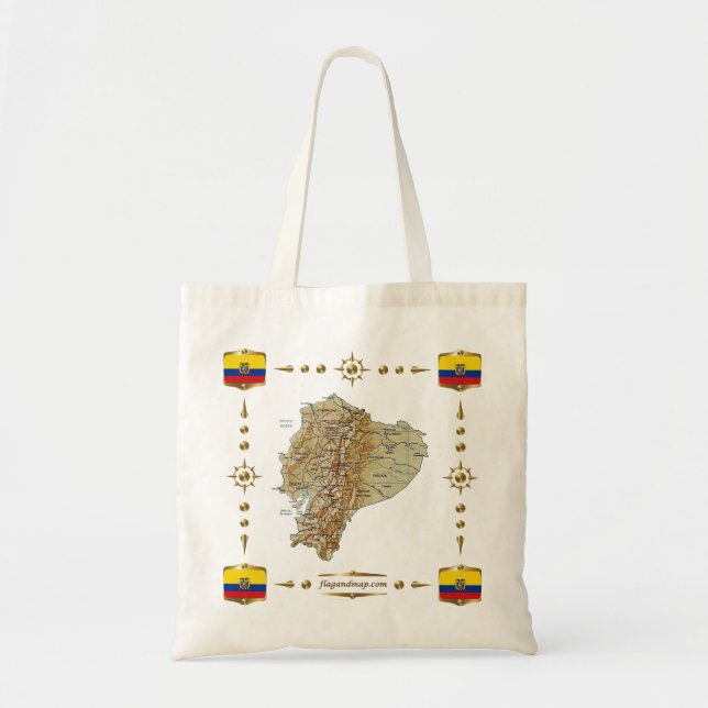 Mapa de Ecuador + Bolsa de Banderas (Frente)
