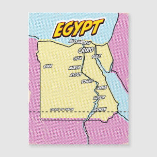 Mapa de Egipto ilustrado al estilo Pop Art